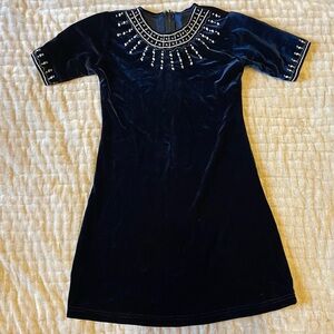 Sapphire Velvet Renaissance Medieval Fairy Princess Dress Beaded Costume Tea